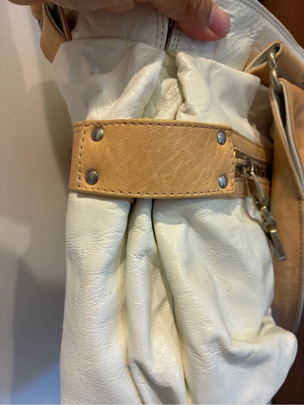 See By Chloé White and Tan Leather Satchel
